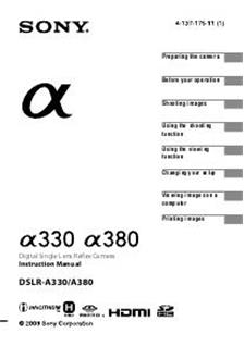 Sony A380 manual. Camera Instructions.